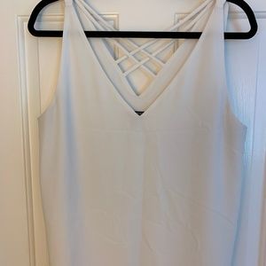 Express White Tank, Criss Cross Detail On Back